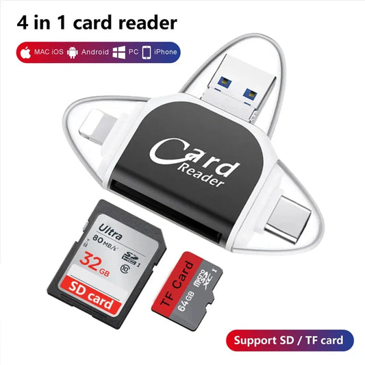 Multi-Port 4 in 1 Universal SD TF Card Reader