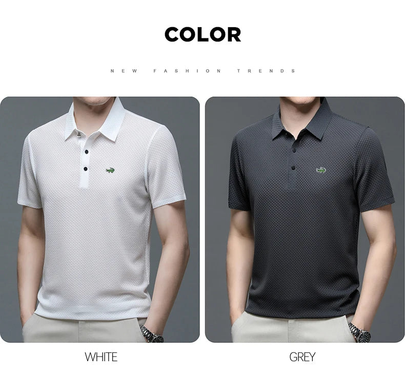 New Summer Men's Ice Silk Polo Shirt Breathable Fashion ( Buy 1 Get 1 Free)