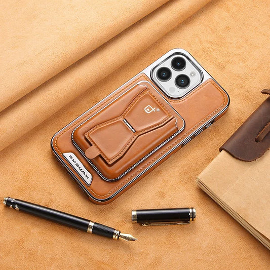 Luxury Handmade Leather Magnetic iPhone Case with Removal Card Holder